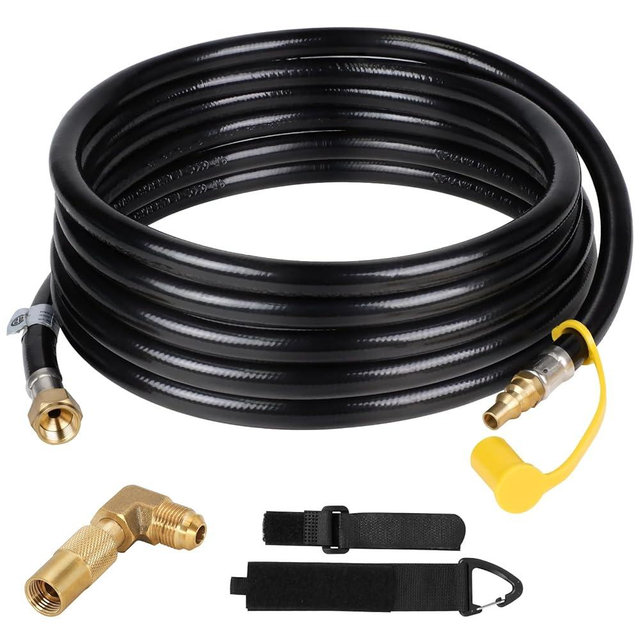Eazy2hD 20FT RV Quick Connect Propane Hose with 1/4" Quick Plug Propane Elbow Adapter, Propane Extension Hose for Blackstone 17"/22" Griddle, RV Quick-Connect Kit with Buckle
