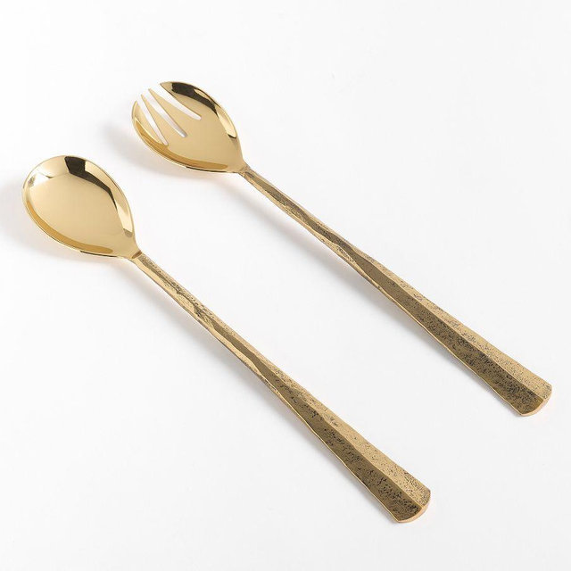 Ridge Serving Utensils, Set of 2 - Gold