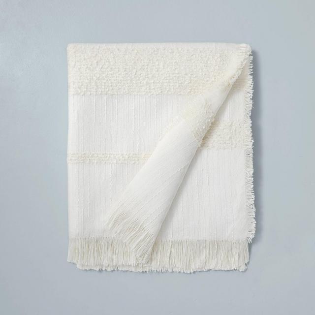 Dimensional Stripe Dobby Throw Blanket Sour Cream - Hearth & Hand™ with Magnolia