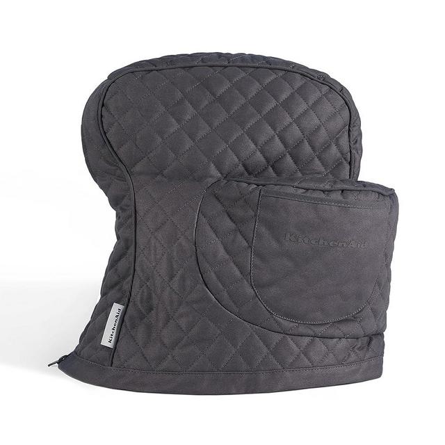 KITCHENAID Fitted Tilt-Head Solid Stand Mixer Cover with Storage Pocket, Quilted 100% Cotton, Charcoal Grey, 14.4"x18"x10"