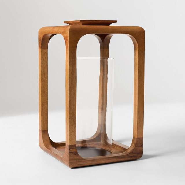 Mango Acacia Wood Lantern, 17 Inches