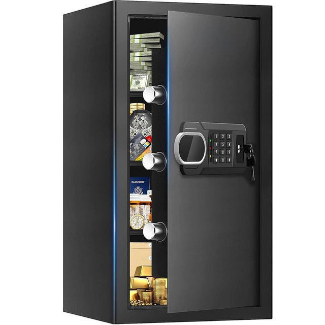 6.1 Cuft Large Home Safes Water and Fireproof with Digital Keypad & Key Lock, Fire Security Safe Box with 3 Removable Shelves, Fireproof Safes for Home Documents Jewelry, 27.56"H x13.78"W x 11.81"D