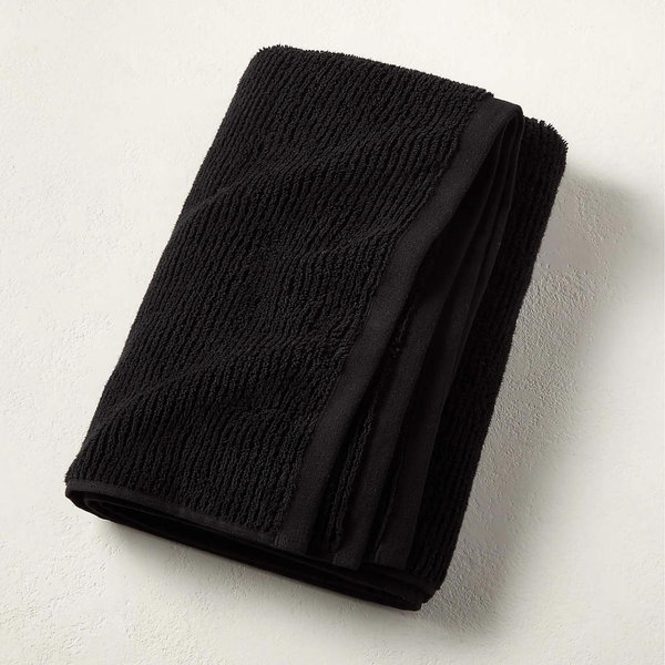 Brooks Ribbed Organic Cotton Black Bath Sheet Set