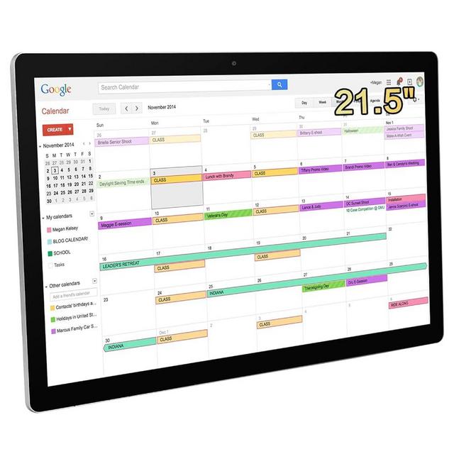 TouchWo 21.5 inches Touchscreen Monitor Digital Calendar & Wall Planners, Smart Whiteboard Calendar for Chore Chart & Work Schedule, Built in Speakers and Camera, Include Wall Mount & Desk Stand