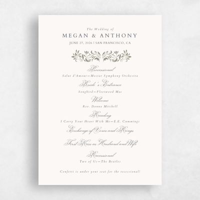 Light Khaki, Green Wedding Program - Palais