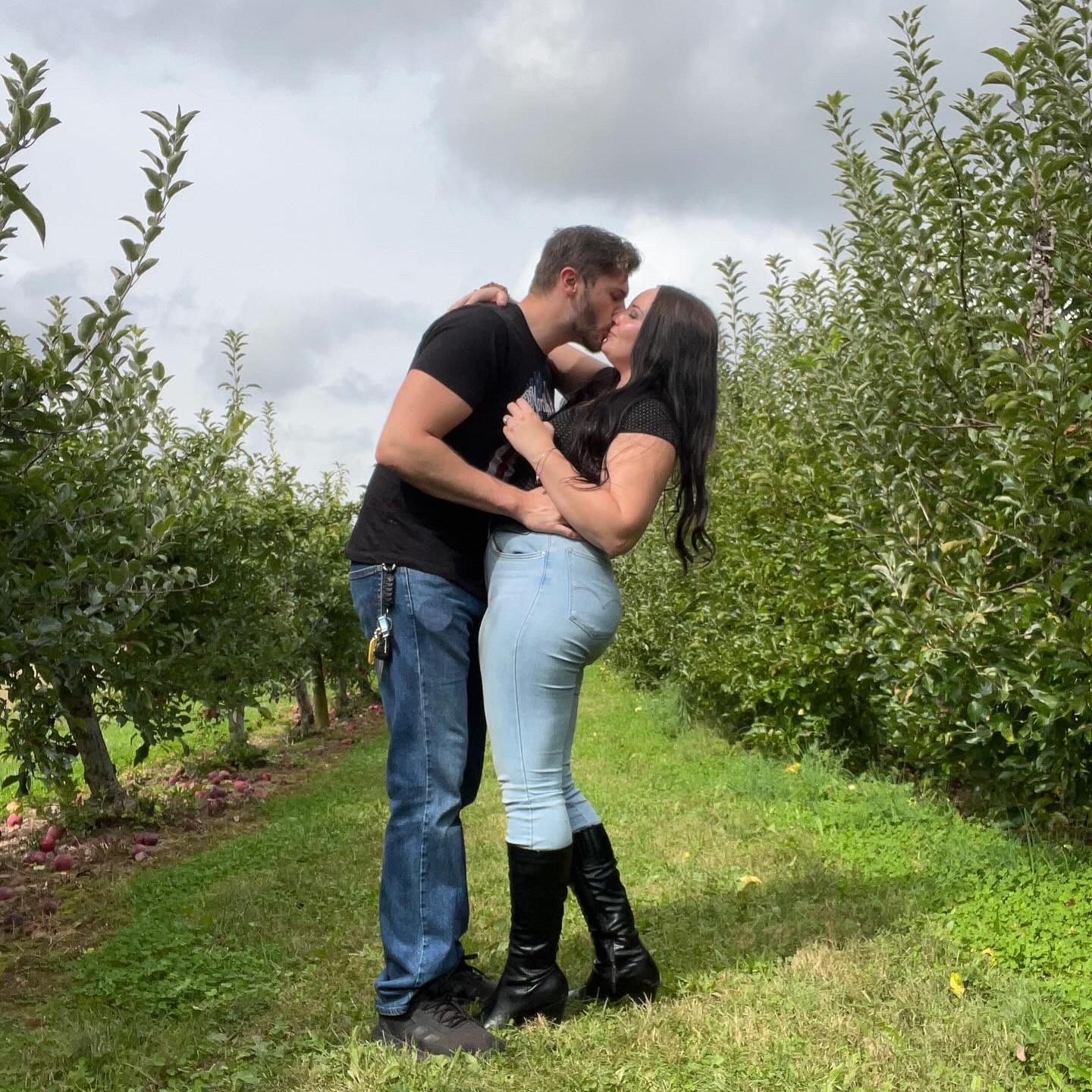 Stole a kiss in the apple orchard !