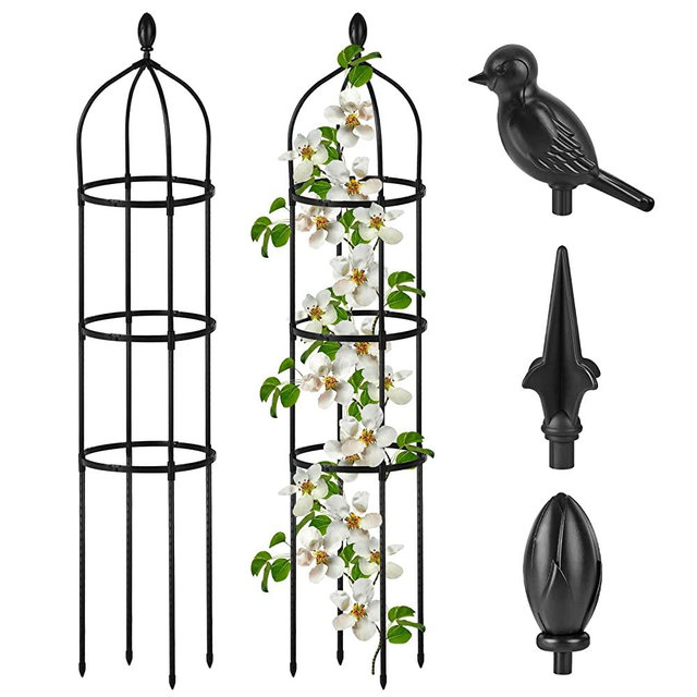 Garden Obelisk Trellis for Climbing Plants Outdoor 6 Ft Rose Bush Round Trellis for Pots Rustproof Metal Plant Flower Trellises for Clematis Vine Jasmine Support Outdoor Indoor