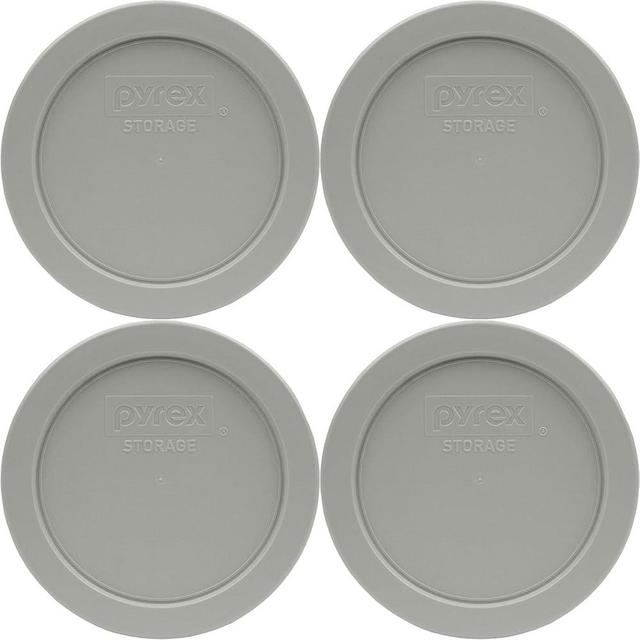 Pyrex Bundle - 4 Items: 7200-PC 2-Cup Jet Gray Plastic Food Storage Lids - Original Genuine Pyrex - Made in the USA