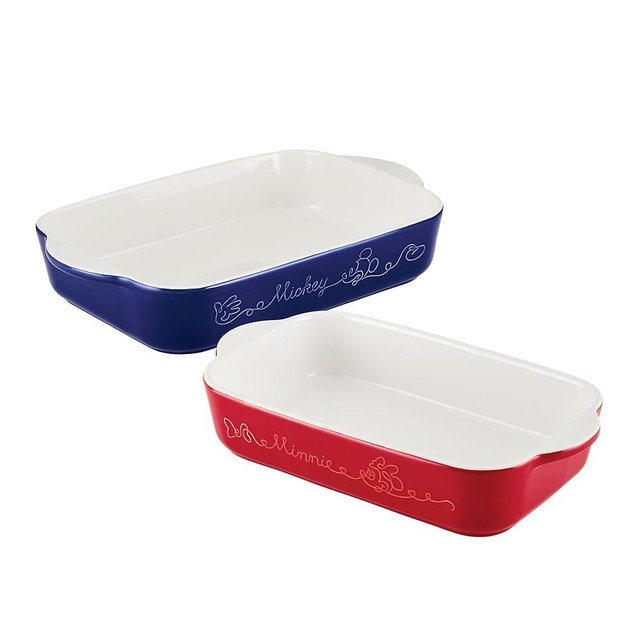Disney Home Bon Voyage Ceramic Baking Dish/Bakeware Lasagna Pans, Dishwasher Safe, Oven to Table, 2 Piece Baker Set, Mixed Colors