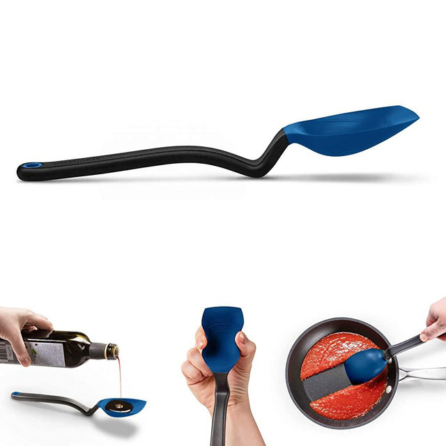 Dreamfarm Supoon | Non-Stick Silicone Sit Up Scraping & Cooking Spoon with Measuring Lines (Supoon, Classic Blue)