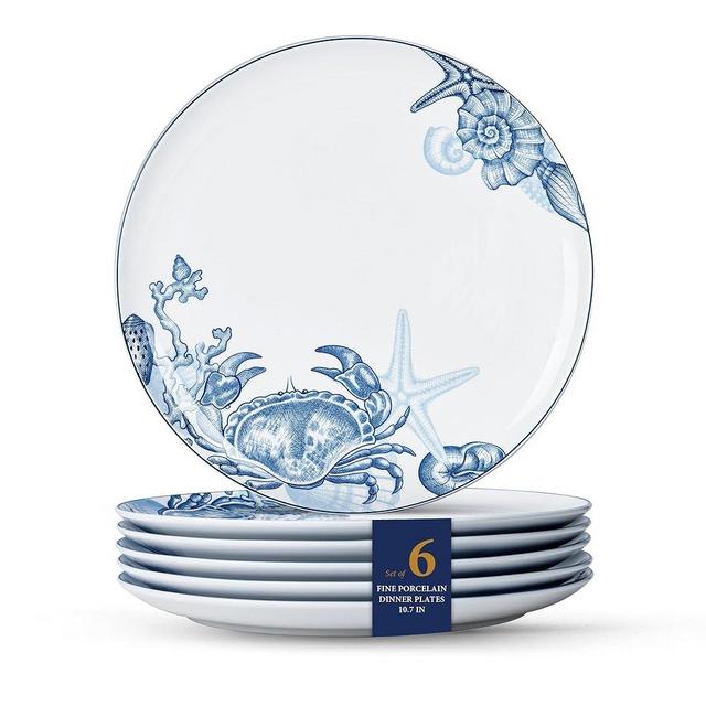 Minh Long 10.7 IN Porcelain Dinner Plates, Set of 6, Chip & Scratch Resistant, Oven Safe up to 482°F, Microwave & Dishwasher Safe, Ceramic Dinner Plates, Ideal size for Serving Steak or Main Course