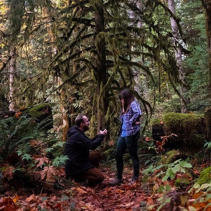 Our proposal on Vancouver Island, BC. We were so emotional the first time with the camera going, we decided to do it a second time. Oct. 2018