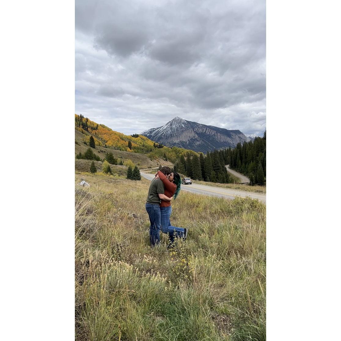 Enjoying our engagement shoot in the mountains