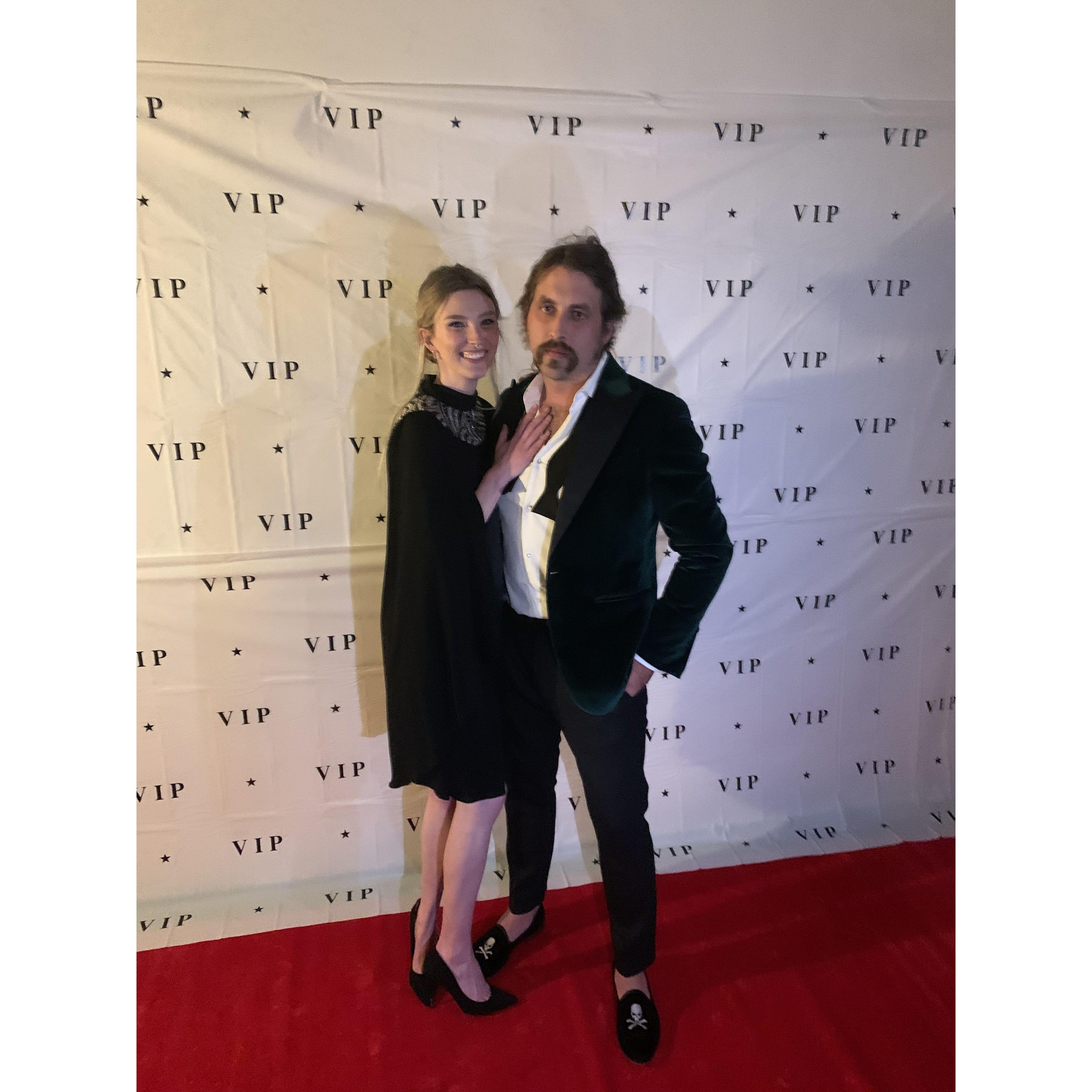 on the "red carpet" at our annual black tie Oscar's party