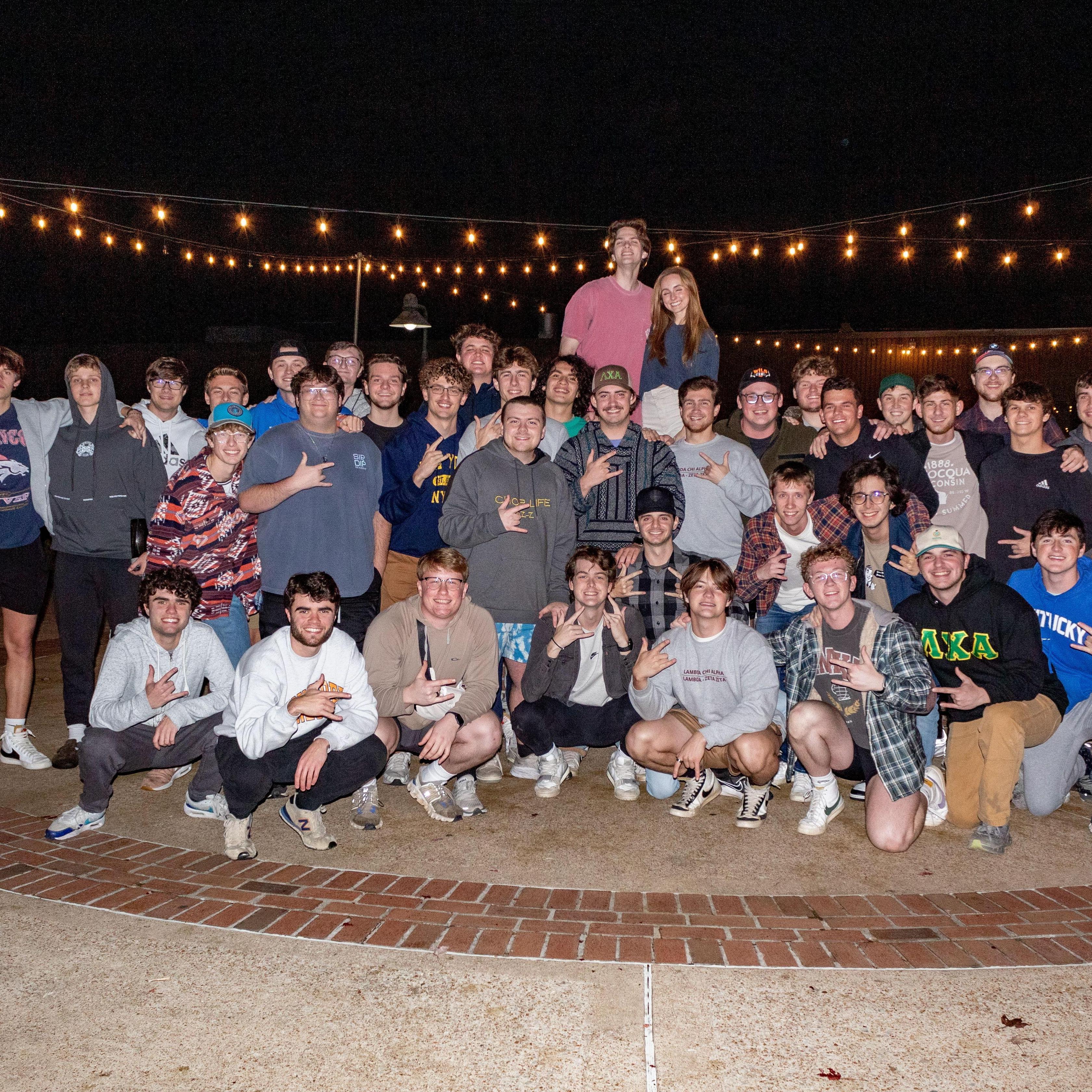 Engagement ceremony with Noah's fraternity