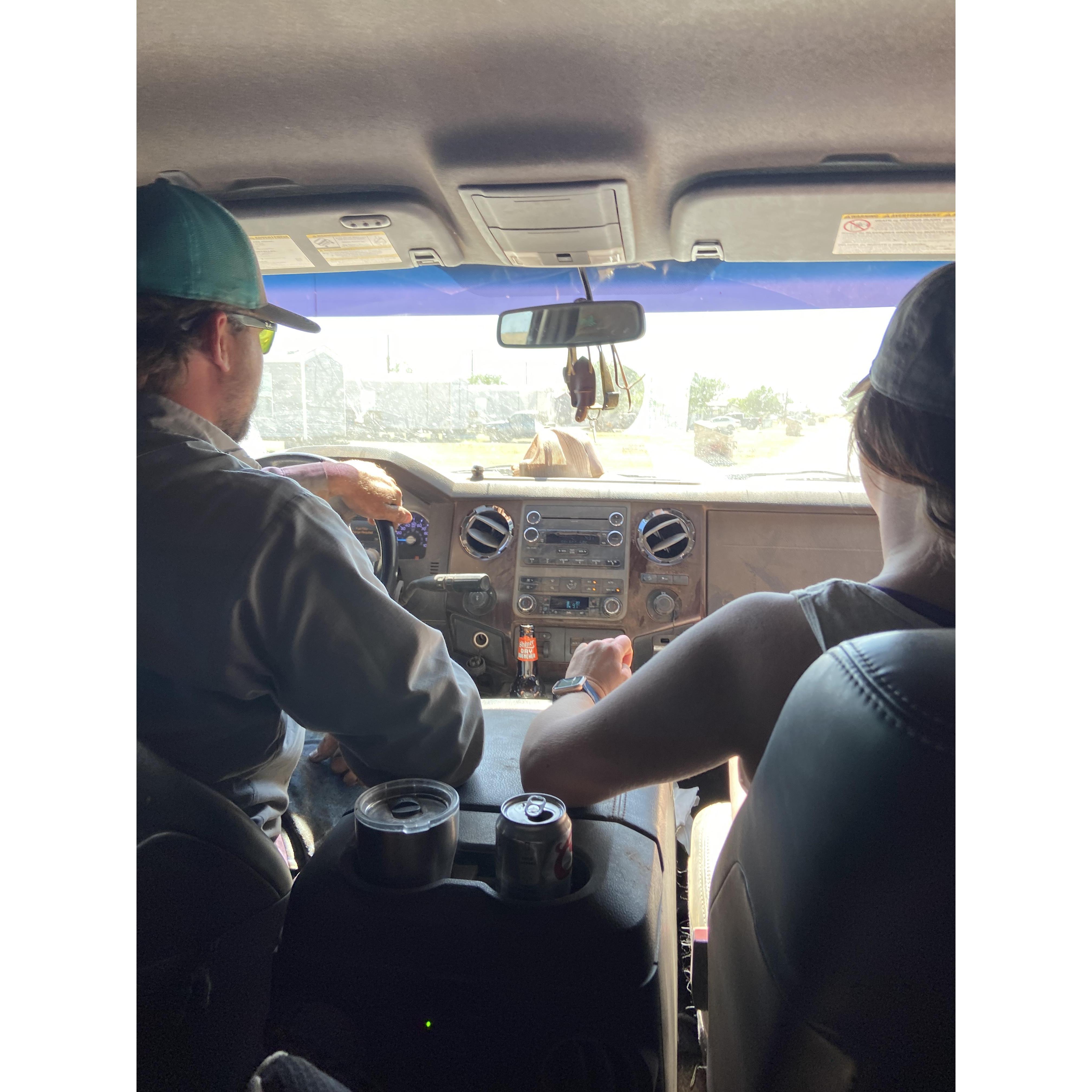 Where we spend majority of our time! In the truck checking farms.