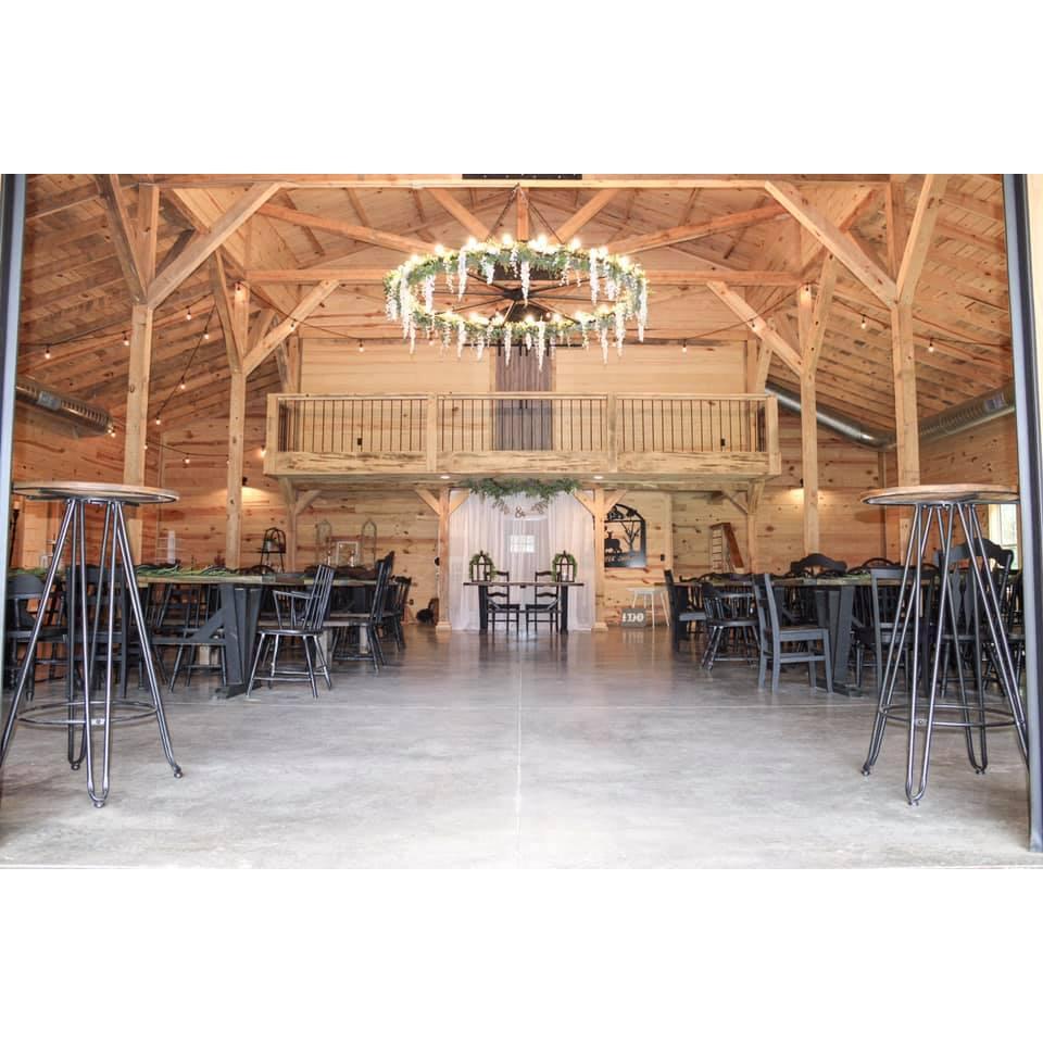 The inside of the reception barn