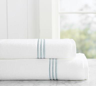 Grand Embroidered Organic Bath Towel - Blue Opal