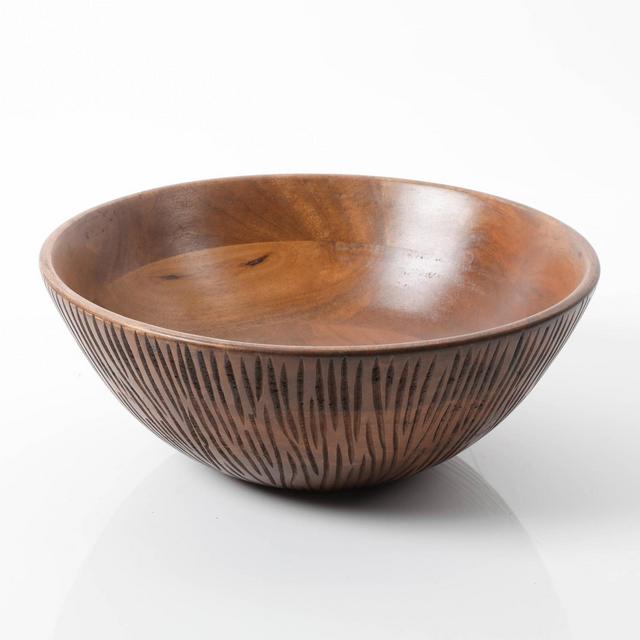 Cravings by Chrissy Teigen Textured Wood Round Serve Bowl