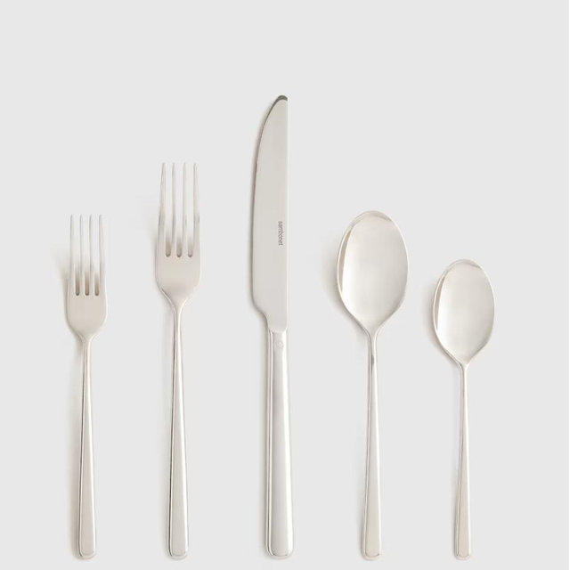 Gia Minimalist 20 Piece Flatware Set - Polished Stainless Steel