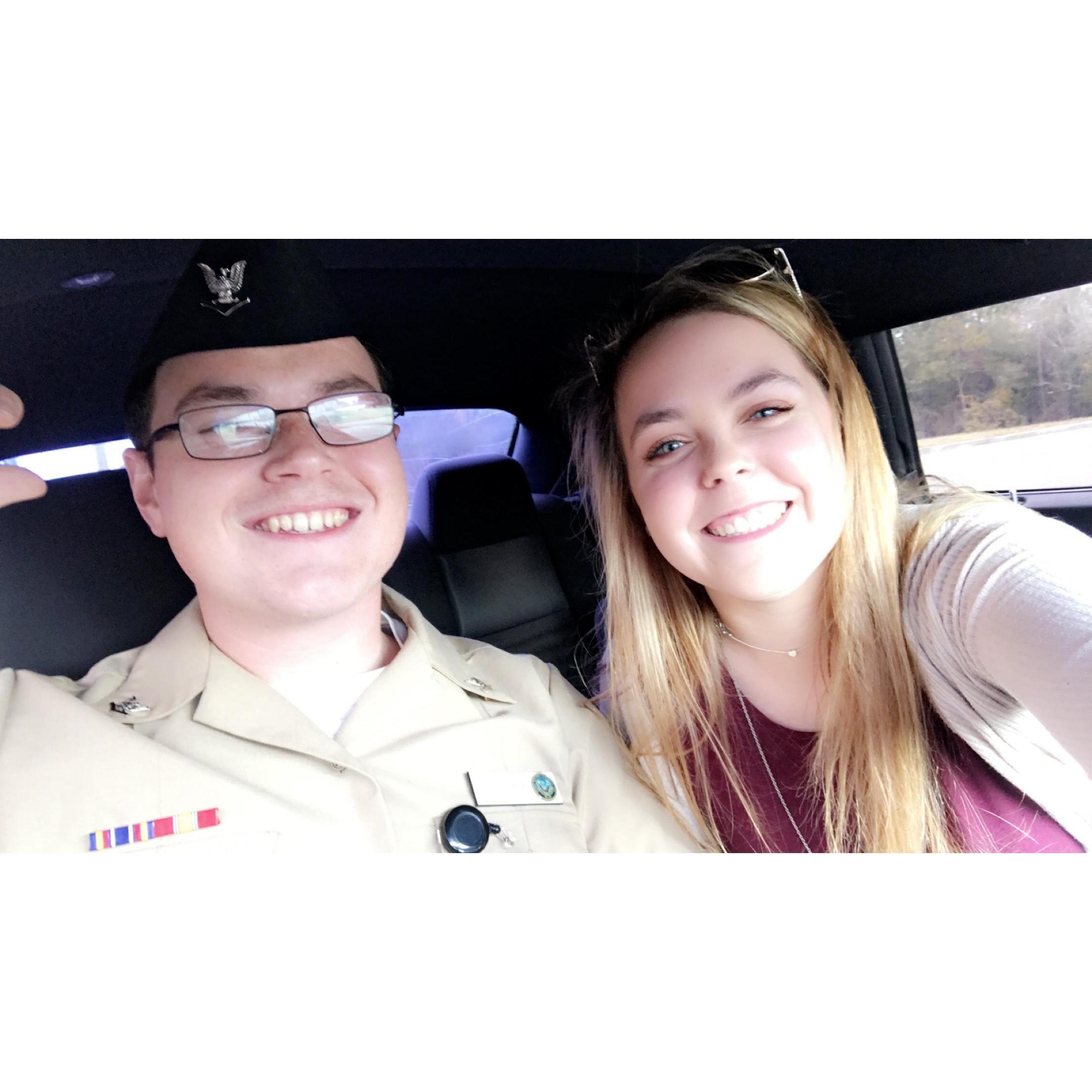 This was a quick selfie we took on December 6th, 2018, the day Zach was pinned E4. (He just picked up E5 on July 29th, 2020!)