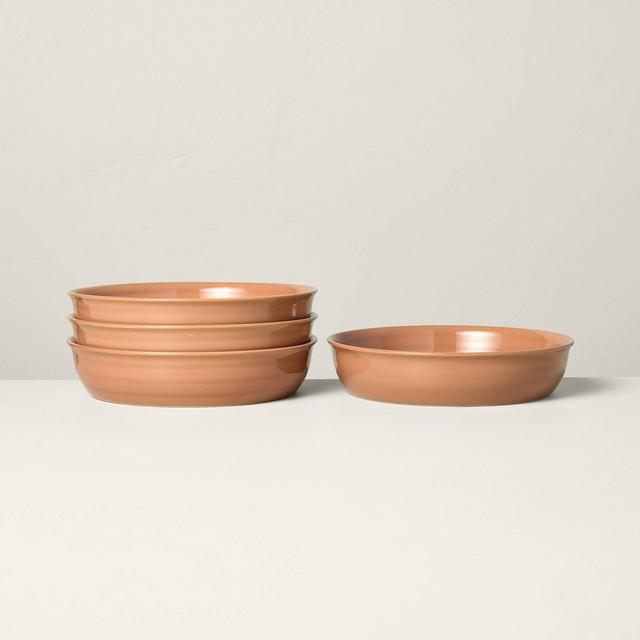 4pk 28oz Flared Brim Stoneware Pasta/Grain Bowl Cosmic Rust - Hearth & Hand™ with Magnolia