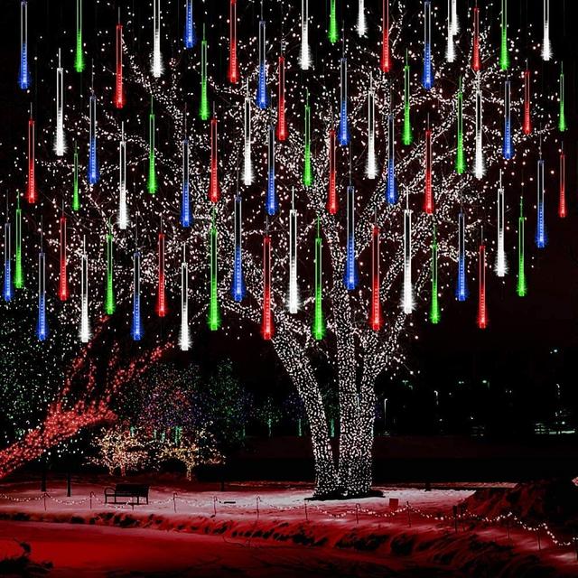 Christmas Lights, Aokudoni 16 inch/ 40 cm Meteor Shower Rain Lights, Christmas Decorations Outdoor Yard, Christmas Lights for Tree House Holiday Party Wedding, UL Plug, Multicolor
