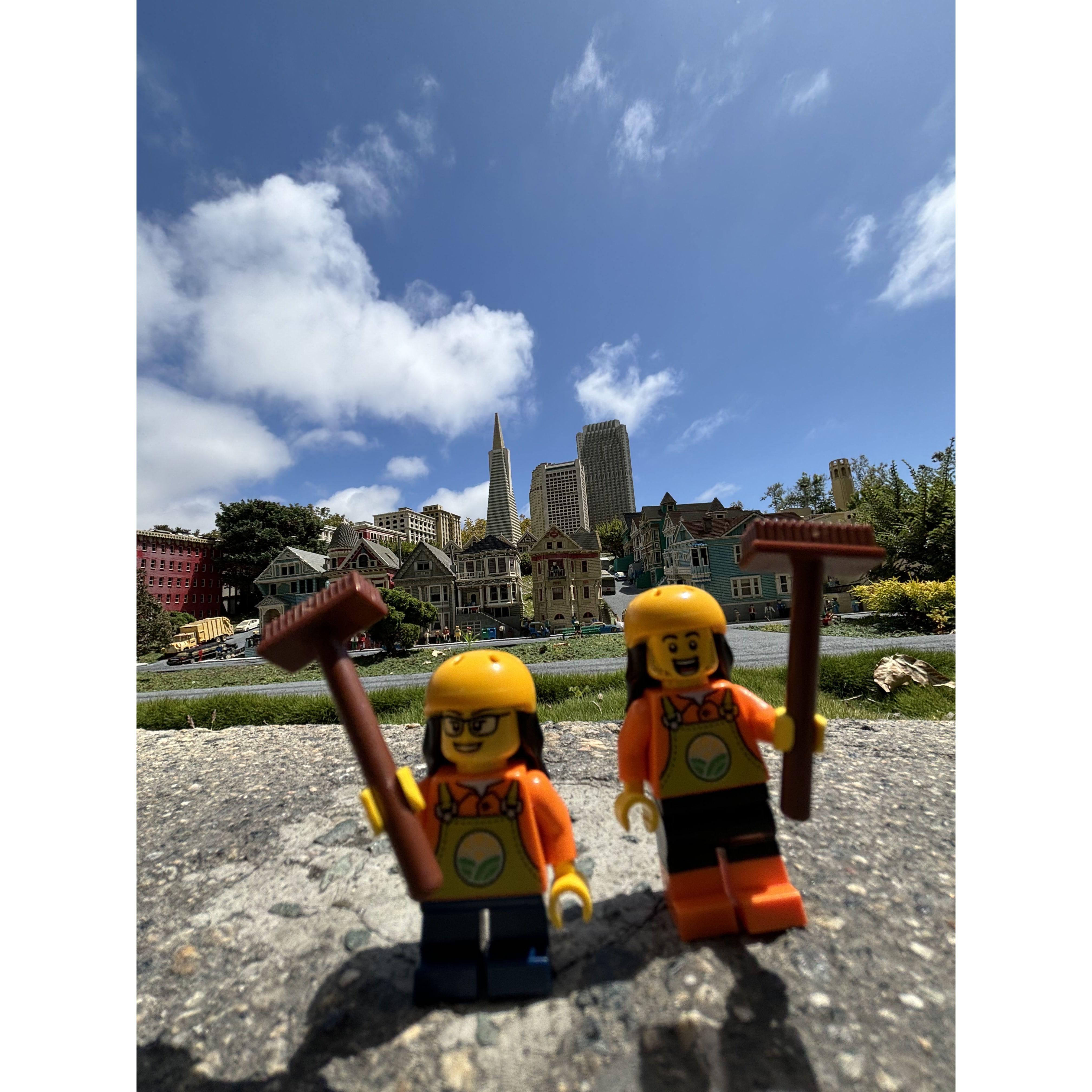 We built mini figs that resemble us to take pictures around Legoland!