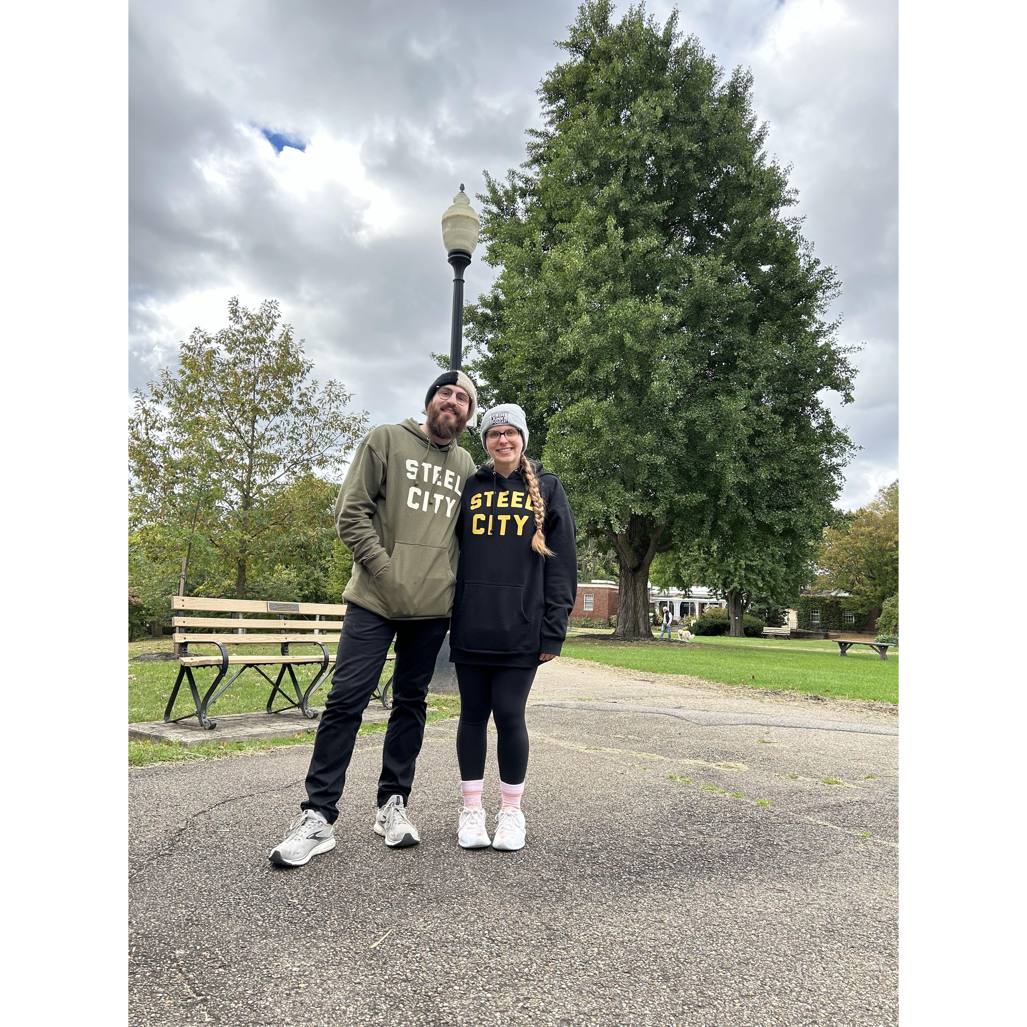 Matching Steel City hoodies of course