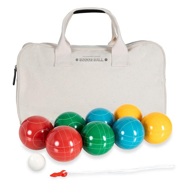 Play Platoon Bocce Ball Set Regulation Size Game Sets 107mm with 8 Hard Polyresin Premium Bocci Balls, Pallino, Zip Up Carry Bag & Measuring Rope