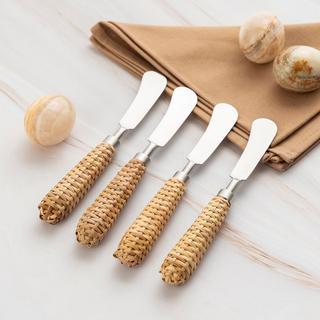 Stainless Steel & Wood Handle Spreader, Set of 4