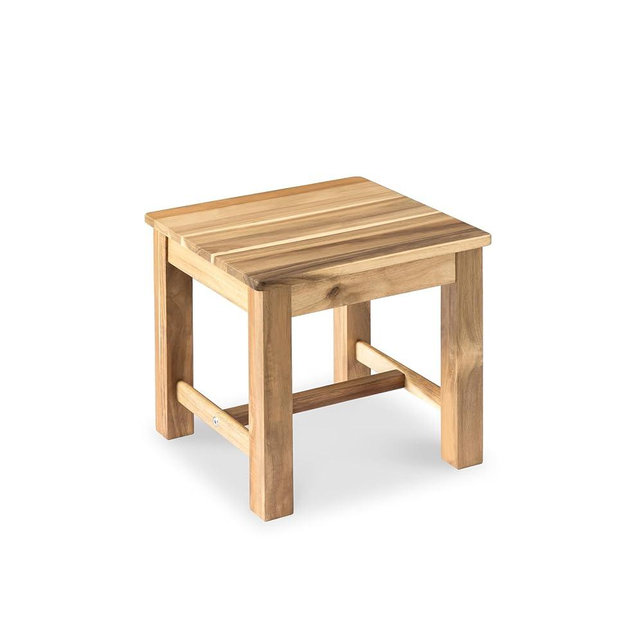 VICTORY RELAX 12 Inch Wooden Step Stool, Small Nature Beach Chair Under Desk, Indoor Acacia Wood Short Footstool for Living Room, Kitchen, Bathroom