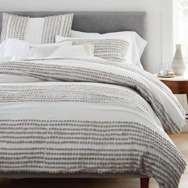 Candlewick Duvet & King Sham, Stone Gray & Stone White, King