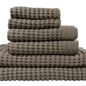 GILDEN TREE Waffle Towel Set Quick Dry Thin | 2 Bath Towels | 2 Hand Towels | 2 Washcloths, Modern Style (Stone)