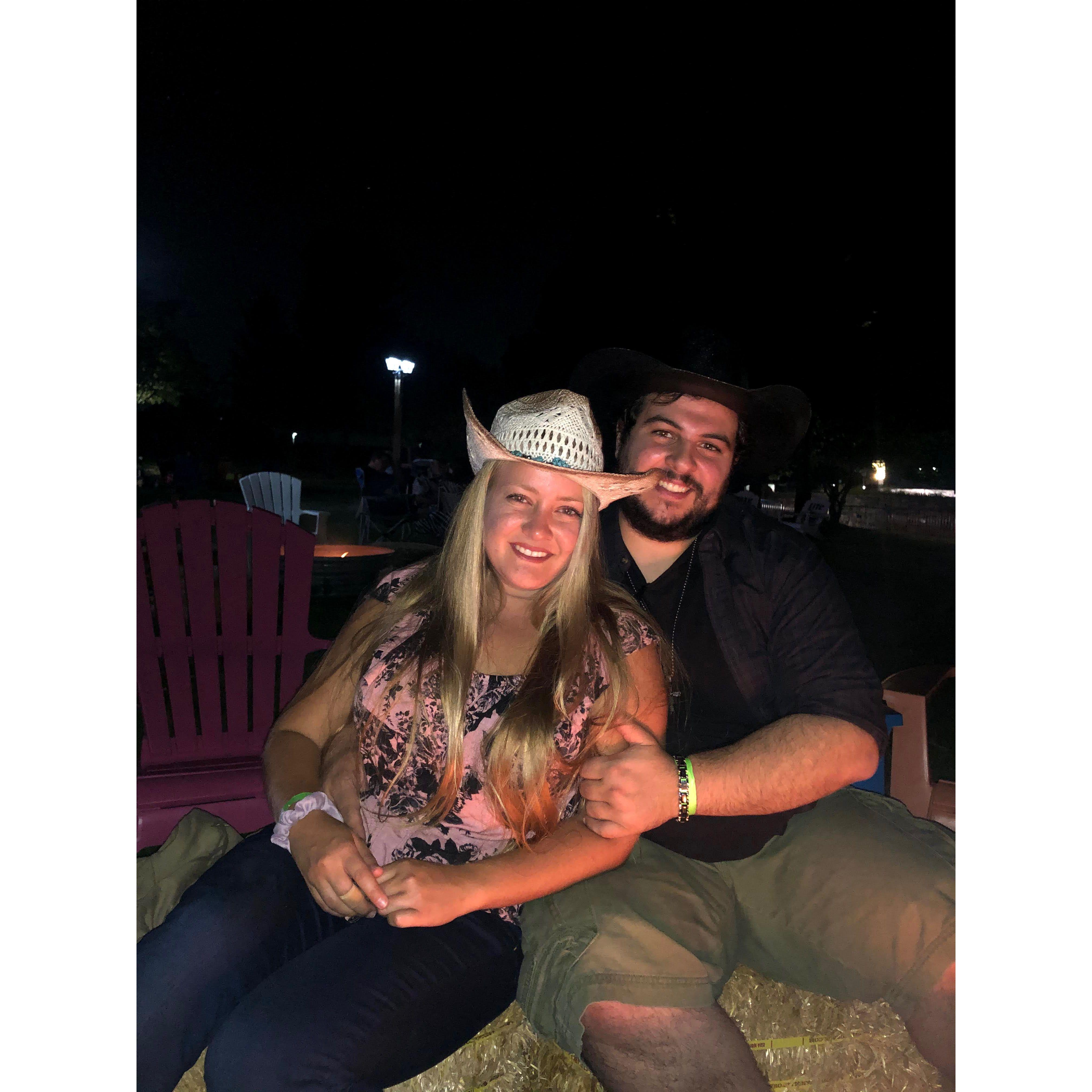 Our country hat date by the bonfire.