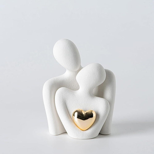 GJFASGF Mini Hugging Couple Statue Ceramic Lover Figurine Home Decor is a Romantic Gift for Her on Wedding Anniversary and Valentines, TV Stand Decoration Knick Knacks for Shelves (White)