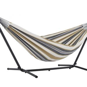 Vivere Double Hammock with Space Saving Steel Stand, Desert Moon
