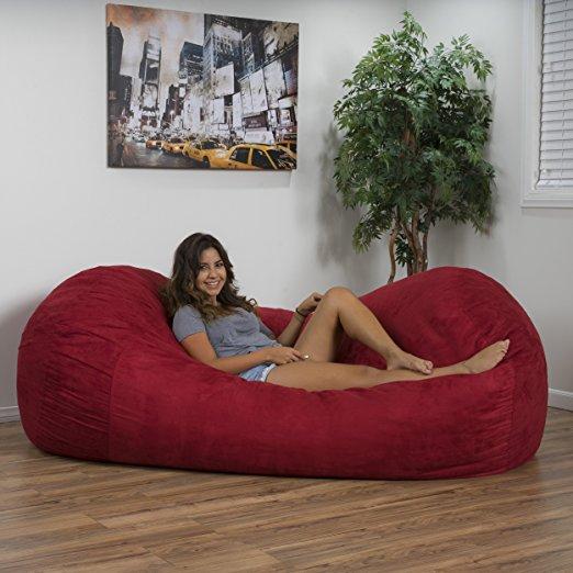 David Faux Suede 8 Feet Lounger Bean Bag (Red)