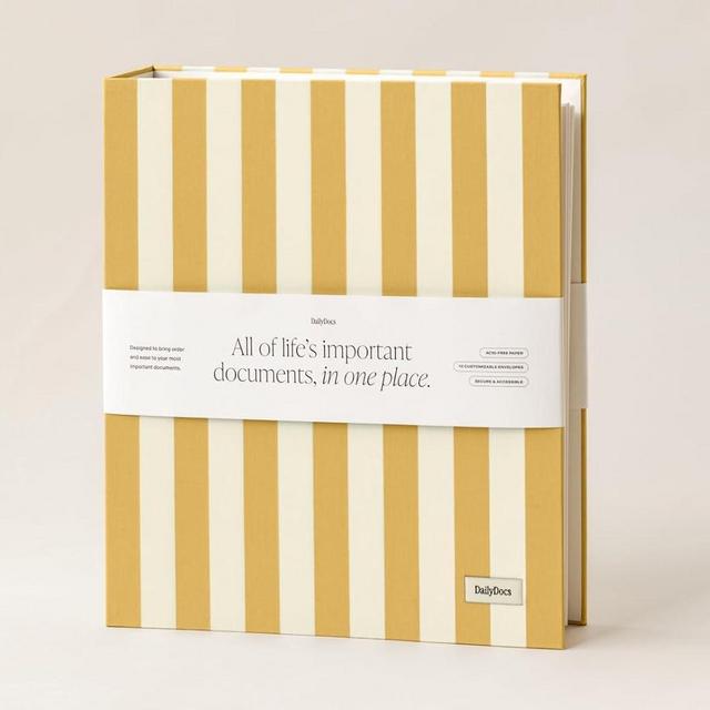 DailyDocs Document Organizer Binder – Premium Linen Folder System with Full & Half-Page Envelopes for Important Papers, Passports, Birth Certificates & More