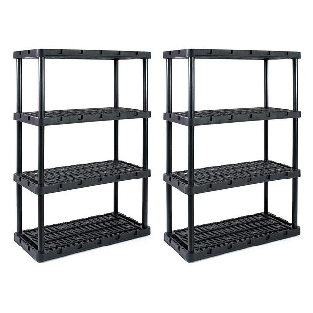 Gracious Living 4 Shelf Knect A Shelf Ventilated Heavy Duty Storage Unit 18 x 36 x 54.5 in Organizer System for Home, Garage, & Basement (2 Pack)