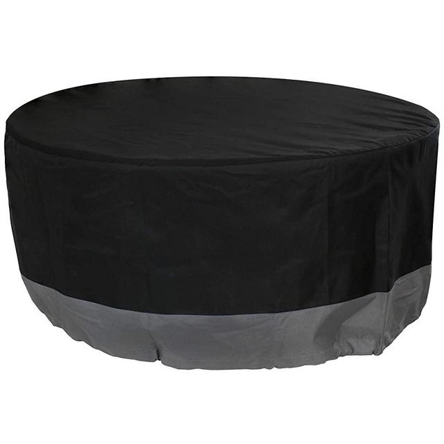 Sunnydaze Round 2-Tone Outdoor Fire Pit Cover - Gray/Black - Heavy Duty 300D Polyester Exterior Circular Winter Cover for Fire Pit - Waterproof and UV-Resistant - 60-Inch x 24-Inch