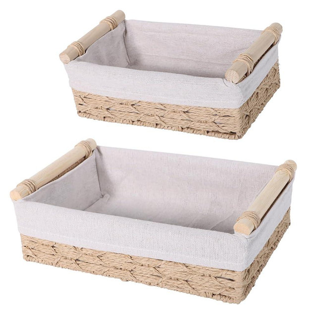 Small & Large Storage Baskets for Organizing Shelves,Round Paper Rope Basket Woven Baskets for Night Table Decorative Shelf Closet Pantry Basket Car Desk Workspace Organizers and Storage Accessories