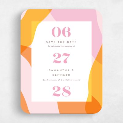 Pink Rounded Wedding Save the Date - Everly Portrait
