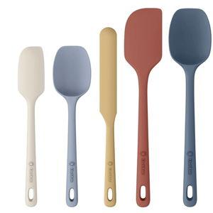ChefAide 5 Pieces Silicone Spatula Set, Food Grade Rubber Spatula, Upgrade Strong Handle with Ergonomic Grip, Heat Resistant Up to 600°F for Nonstick Cookware, Cooking