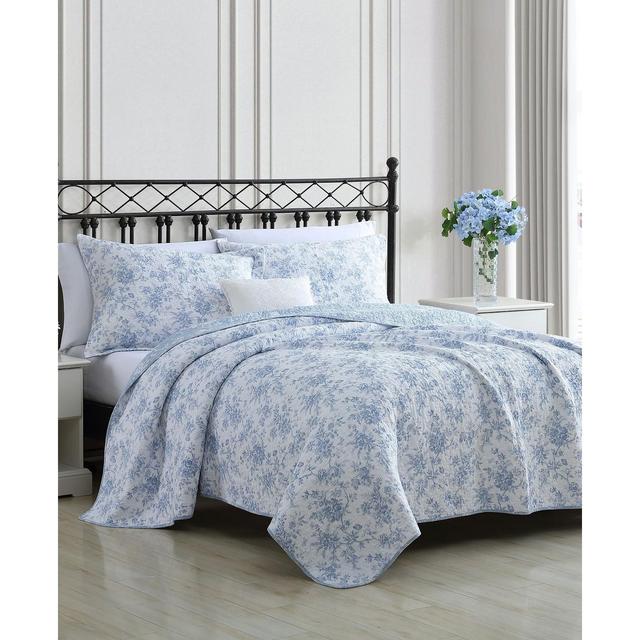 Laura Ashley Walled Garden Reversible 3 Piece Quilt Set, Full/Queen