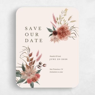 Beige Rounded Wedding Save the Date - Monahan Classic