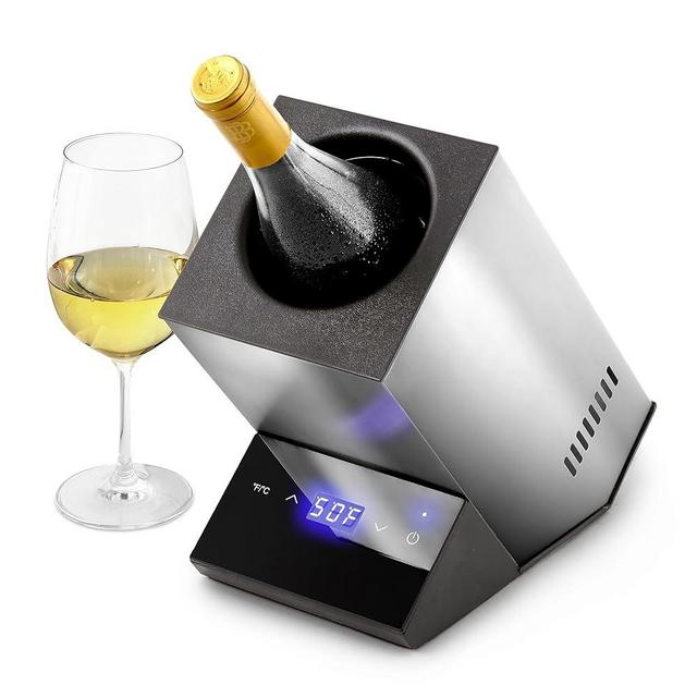 Modern Innovations Electric Wine Chiller, Single Bottle Wine Cooler in Stainless Steel, 750ml Wine Bottle Chiller, Rapid Beverage, Champagne, Drink Chiller, Gifts for the Wine Lover, Wine Coolers