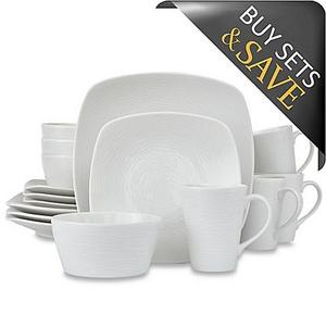 Noritake® White on White Square Swirl 16-Piece Dinnerware Set