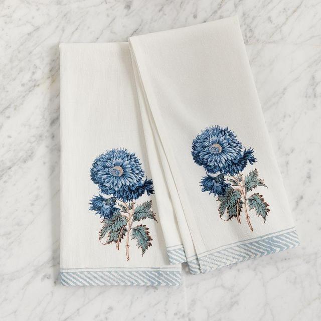 Chrysanthemum Organic Cotton Napkins, Set of 4 - Blue