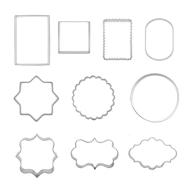 10 PCS Plaque Frame Cookie Cutters Set Fondant Tiles Biscuit Cutter Molds for Cookie Fruit Shapes